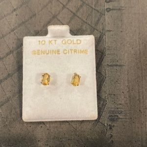 Citrine 10kt gold post earrings NEW